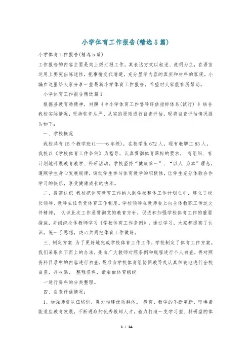 小学体育工作报告(精选5篇)