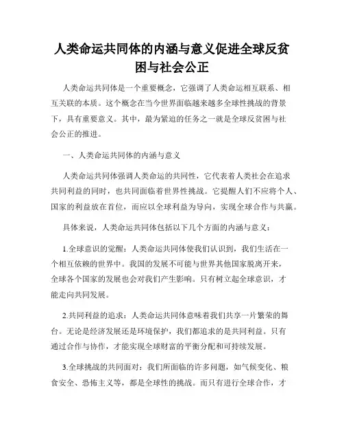 人类命运共同体的内涵与意义促进全球反贫困与社会公正