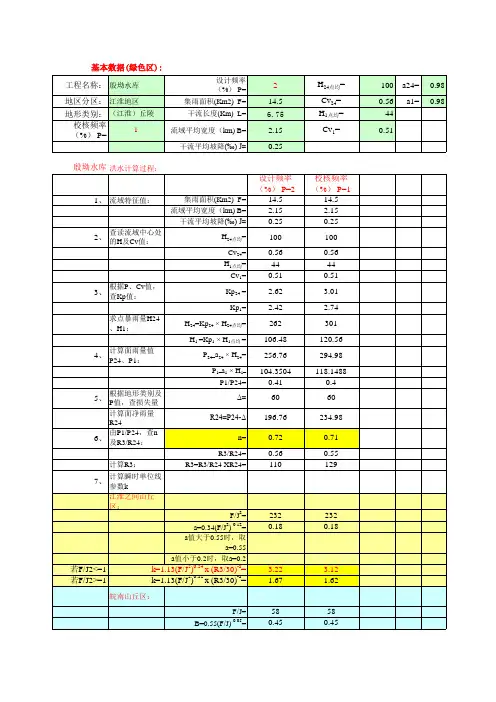 安徽84办法洪水计算