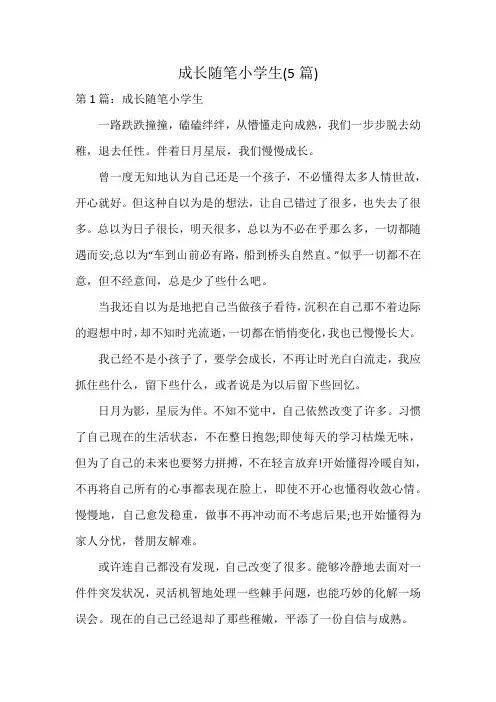 成长随笔小学生(5篇)