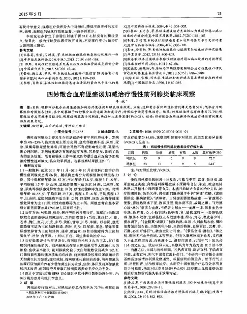 四妙散合血府逐瘀汤加减治疗慢性前列腺炎临床观察