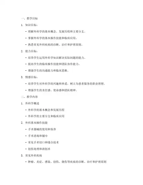 外科学教案设计模板