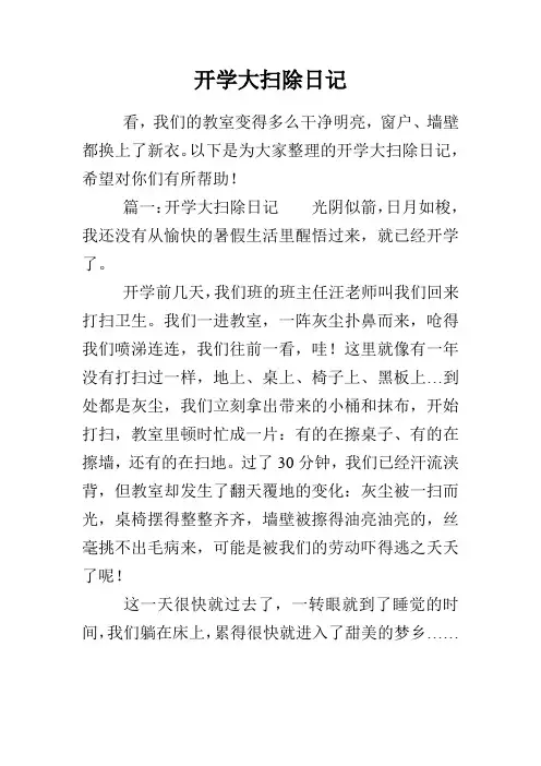 开学大扫除日记