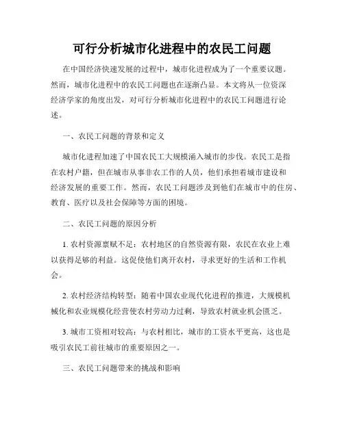 可行分析城市化进程中的农民工问题