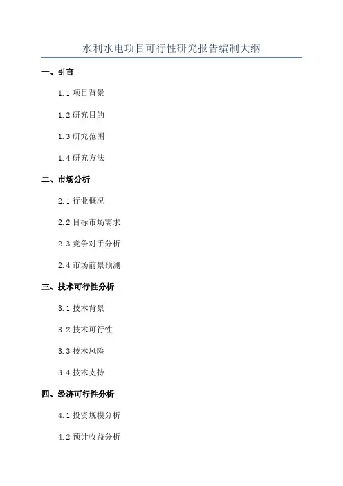 水利水电项目可行性研究报告编制大纲
