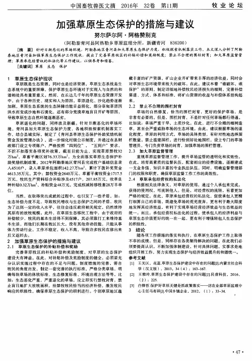 加强草原生态保护的措施与建议