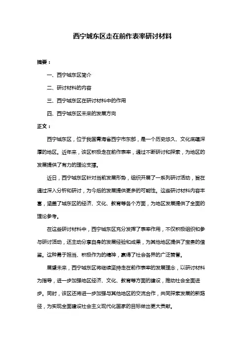 西宁城东区走在前作表率研讨材料
