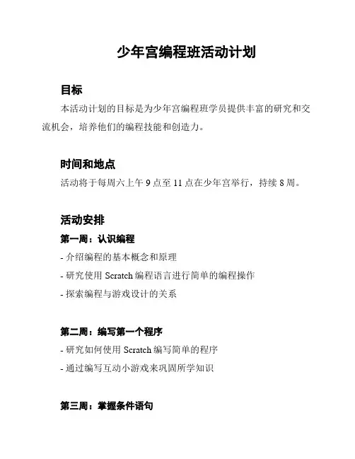 少年宫编程班活动计划