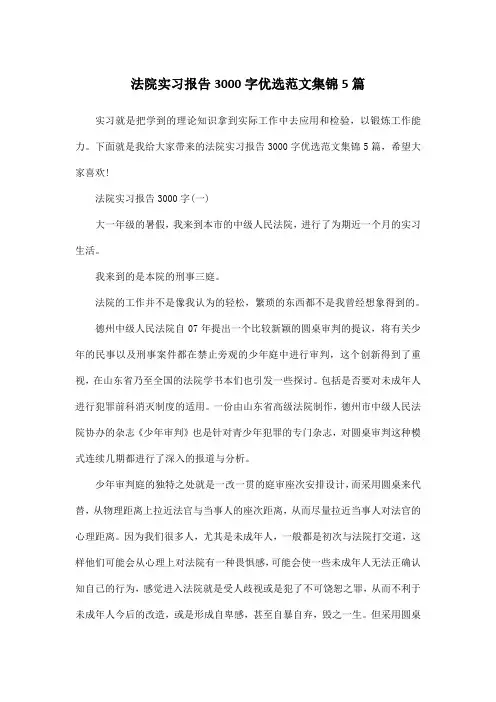 法院实习报告3000字优选范文集锦5篇