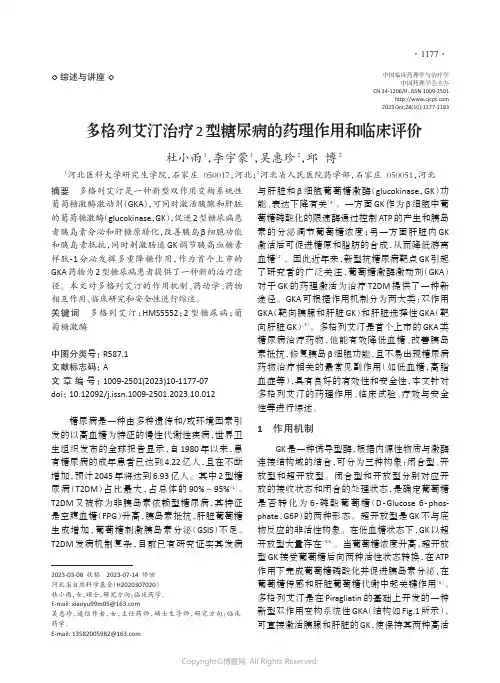 多格列艾汀治疗2型糖尿病的药理作用和临床评价