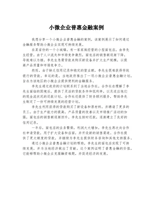 小微企业普惠金融案例