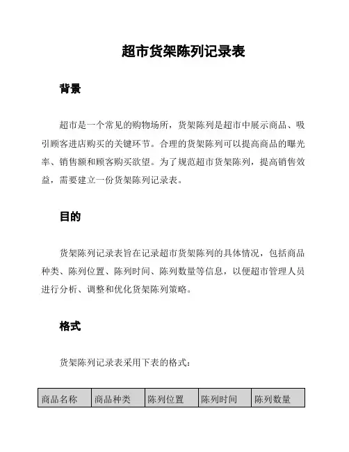 超市货架陈列记录表