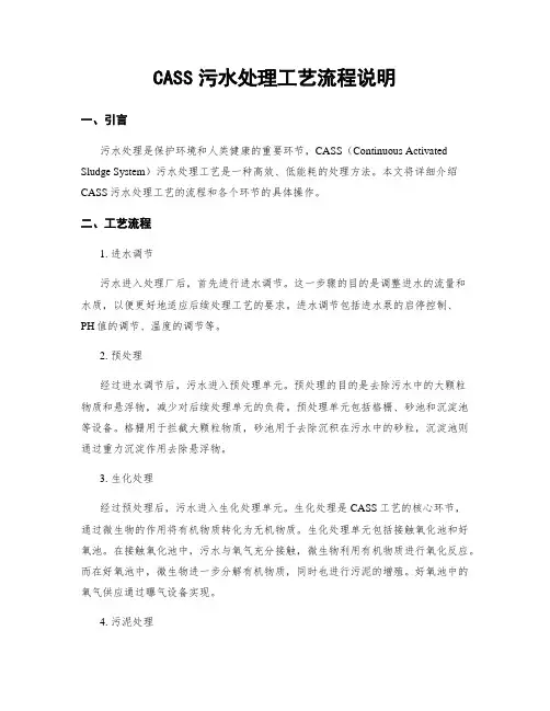 CASS污水处理工艺流程说明
