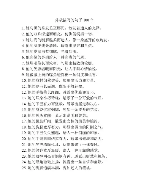 外貌描写的句子 100个