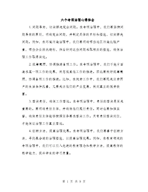 六个专项治理心得体会（五篇）
