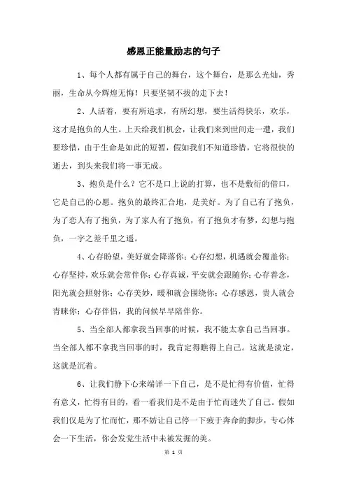 感恩正能量励志的句子