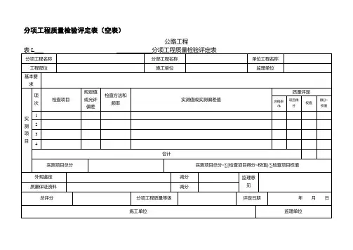 16 表L 公路工程 分项工程质量检验评定表