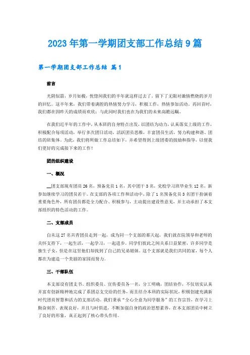 2023年第一学期团支部工作总结9篇