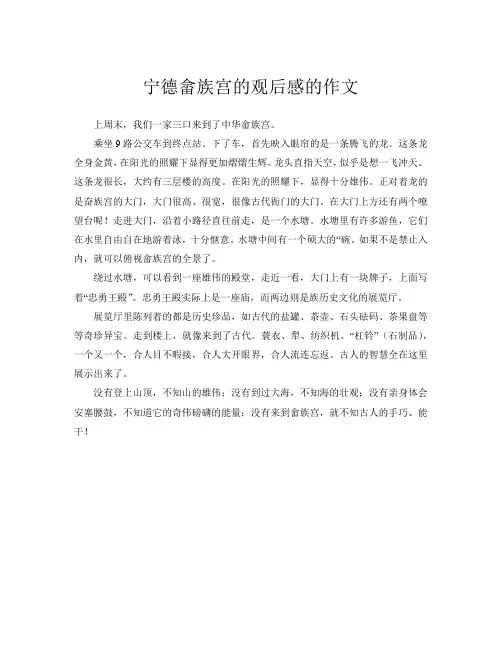 宁德畲族宫的观后感的作文