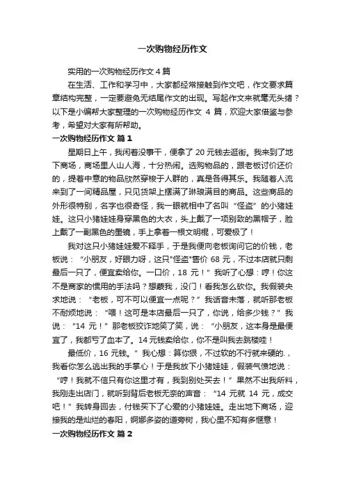 实用的一次购物经历作文4篇
