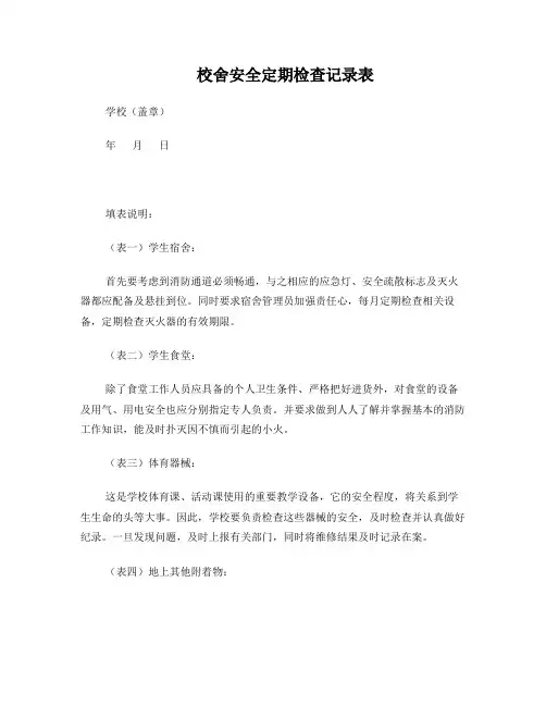 校舍安全定期检查记录表