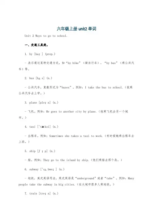 六年级上册unit2单词