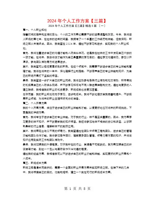 2024年个人工作计划【三篇】5篇