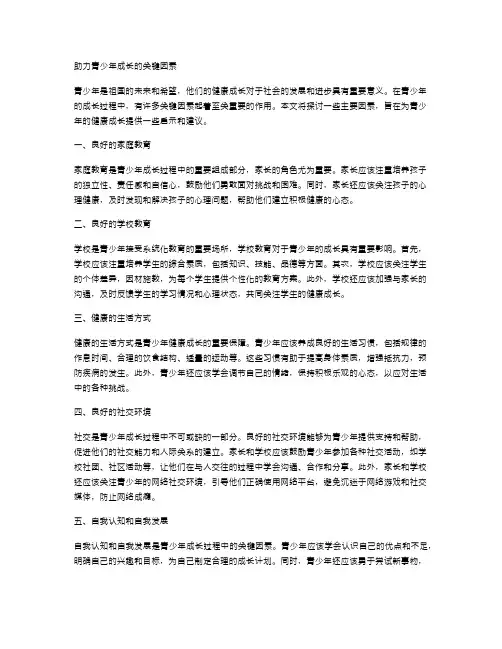 助力青少年成长的关键因素