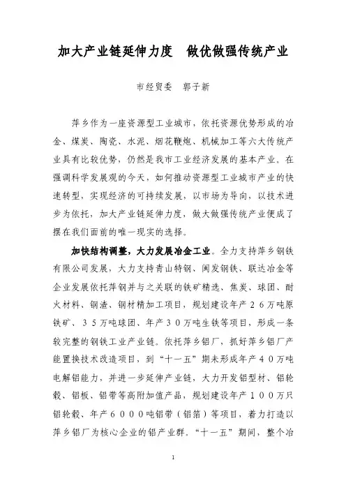 加大产业链延伸力度做大做强传统产业