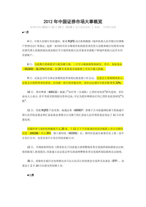 2019年中国证券市场大事概览