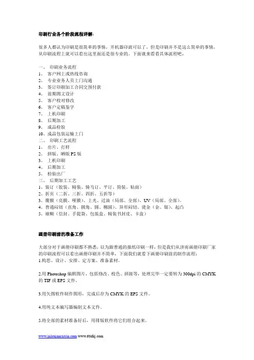 印刷行业各个阶段流程及画册印刷的准备工作