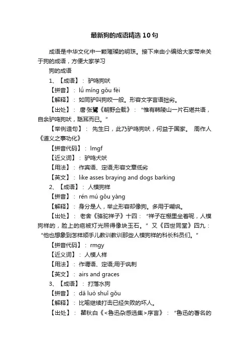 最新狗的成语精选10句