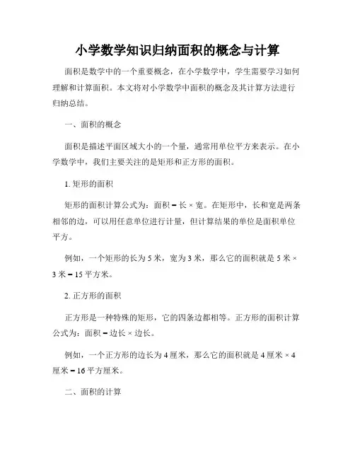 小学数学知识归纳面积的概念与计算