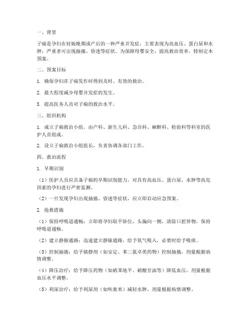 子痫发作的应急预案