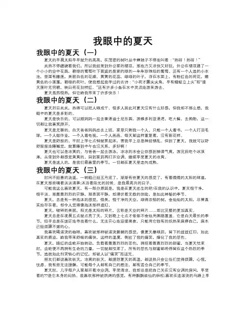 我眼中的夏天作文共九篇