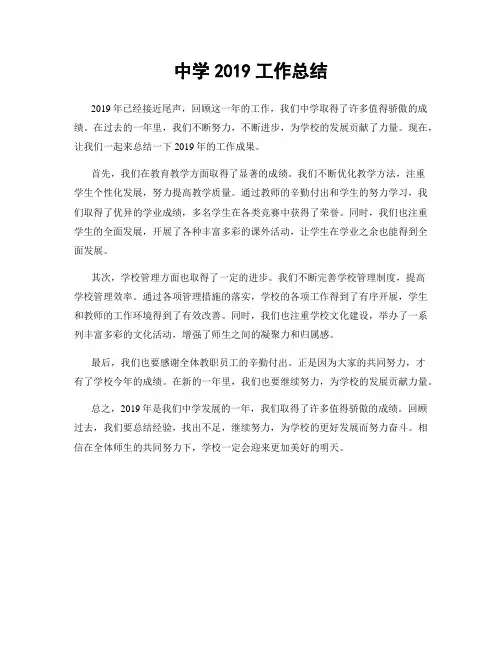 中学2019工作总结