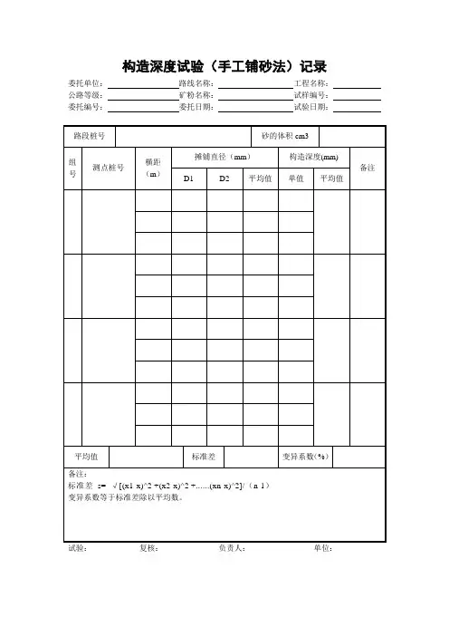 构造深度(手工铺砂法)试验