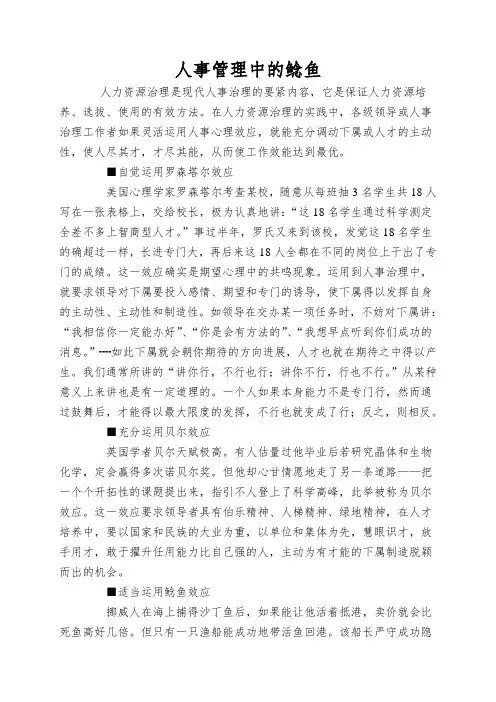 人事管理中的鲶鱼