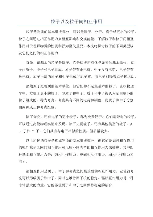 粒子以及粒子间相互作用