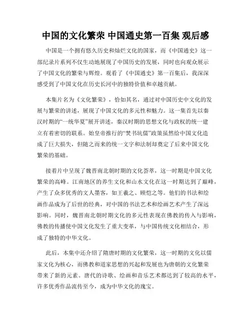 中国的文化繁荣 中国通史第一百集 观后感