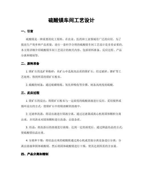 硫酸镁车间工艺设计