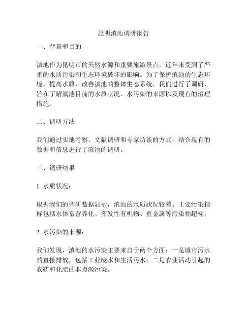 昆明滇池调研报告