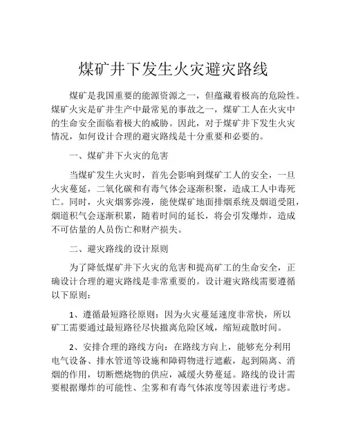 煤矿井下发生火灾避灾路线