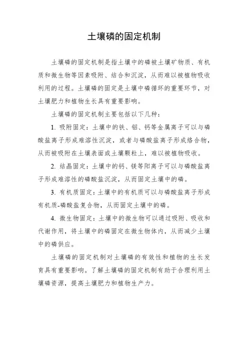土壤磷的固定机制