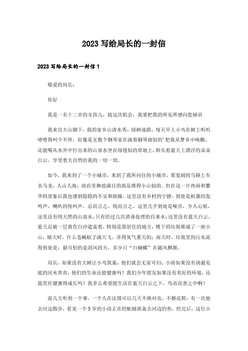 2023写给局长的一封信