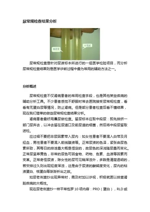 尿常规检查结果分析
