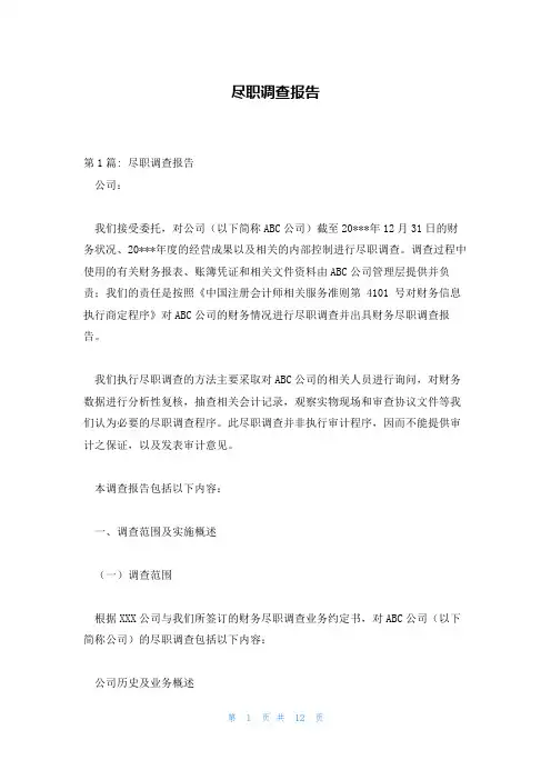 尽职调查报告