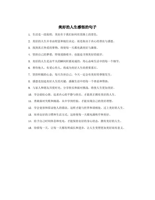 美好的人生感悟的句子