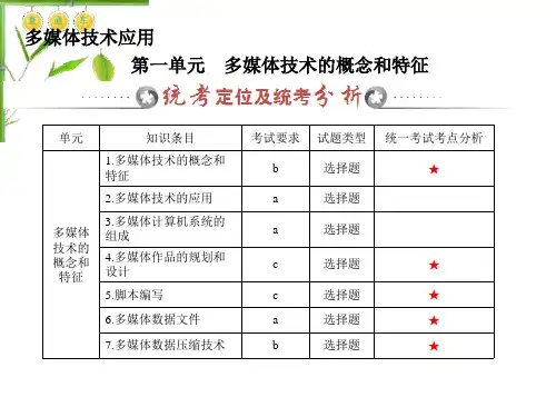 多媒体技术应用 第一单元 多媒体技术的概念和特征
