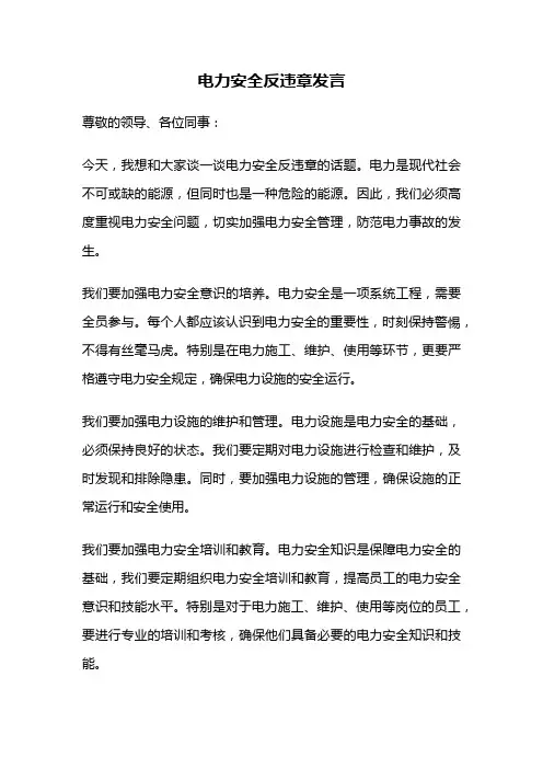 电力安全反违章发言
